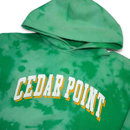 Vintage GILDAN Hoodie Pullover upcycled selfmade Batik Cedar Point grün gelb M