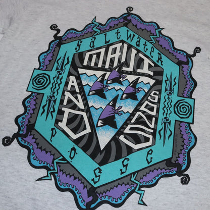Vintage Maui T-Shirt gray print purple turquoise M