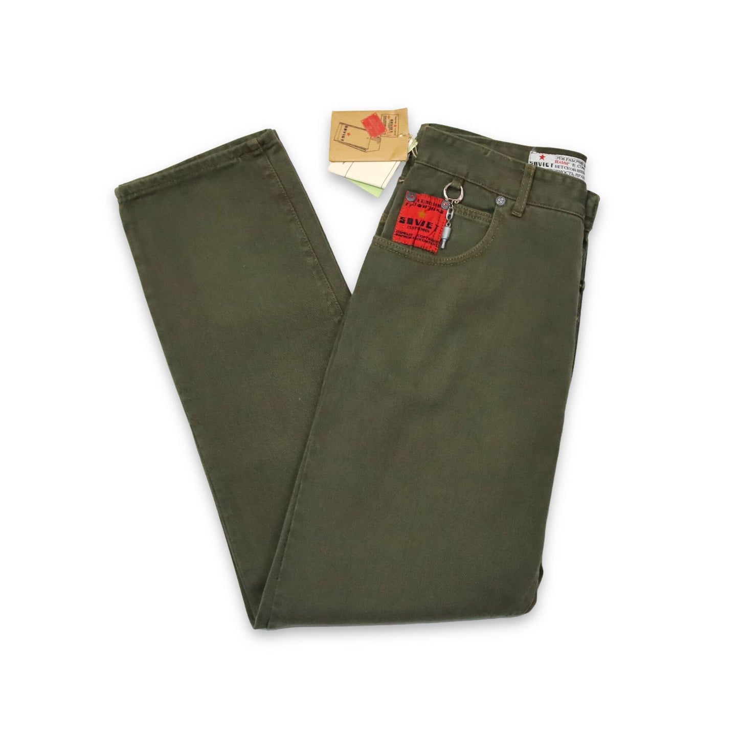 Vintage SOVIET Baggy Jeans Khaki Deadstock W34