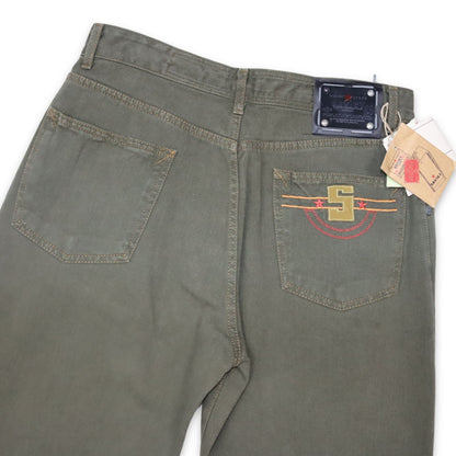 Vintage SOVIET Baggy Jeans Khaki Deadstock W34