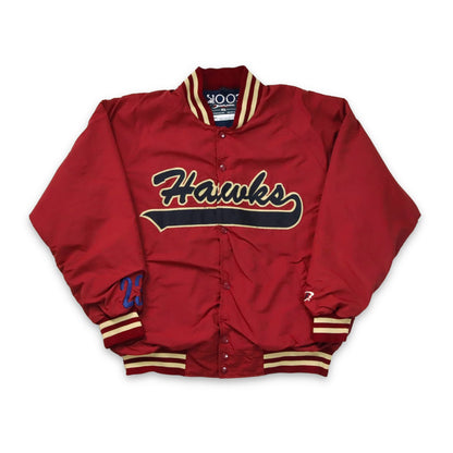 Vintage Boathouse Sports Baseball Jacket Hawks USA Cook Burgundy Inside Fleece XL