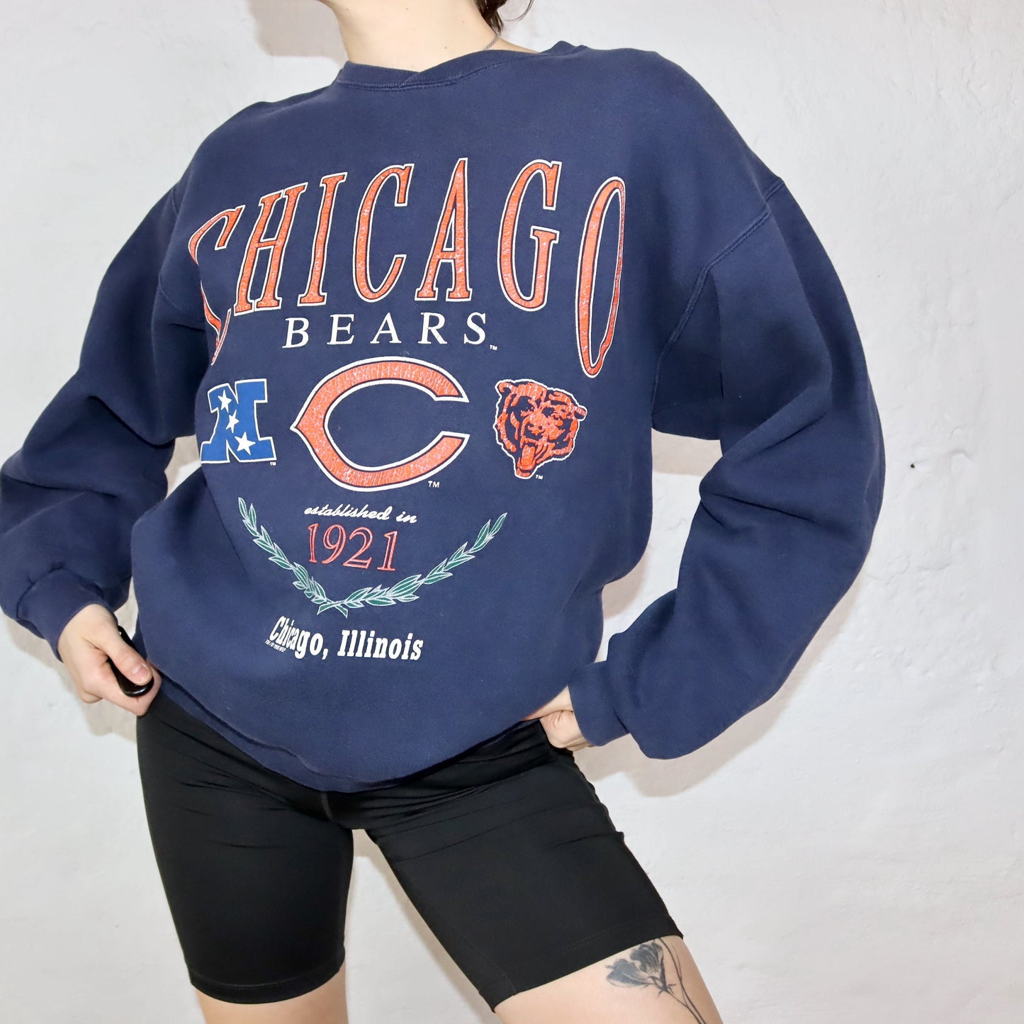 Vintage Rare Galt Sand Chicago Bears NFL 1995 dunkelblau M/L