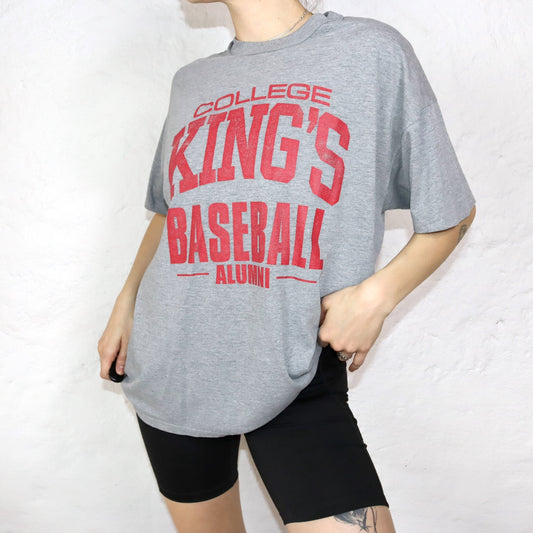 Vintage RUSSELL T-Shirt Gray College Kings Baseball L