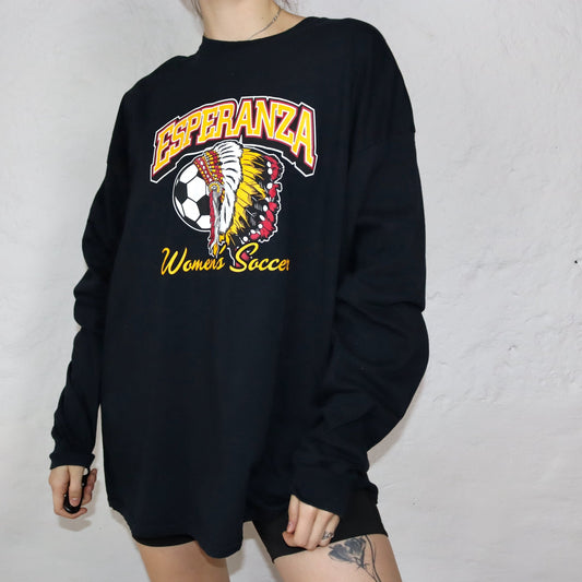 Vintage Shirt Longsleeve Thin Sweatshirt Black Esperanza Women Soccer XXL