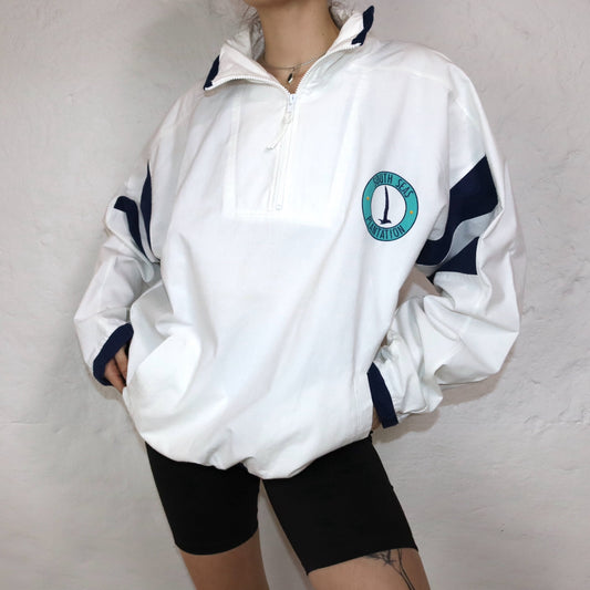 Vintage jacket sweatshirt white dark blue SOUTH SEAS Gear XL