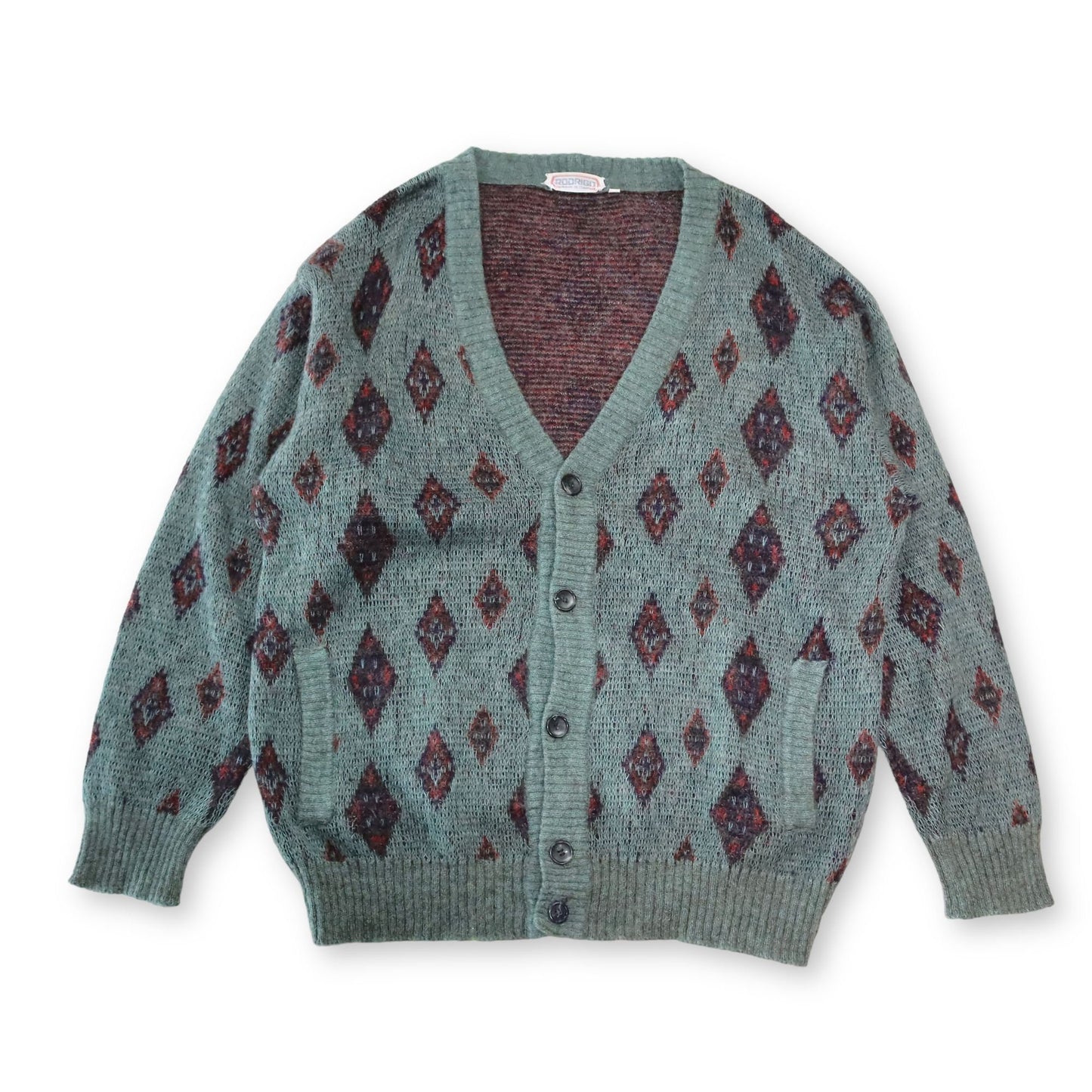 Vintage RODRIGO Cardigan Wolle türkis crazy pattern 50 M