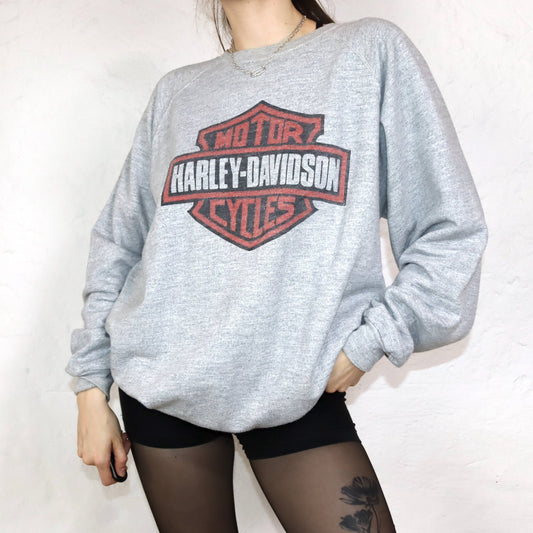 Vintage Cotton Club Harley Davidson Sweatshirt grau XL