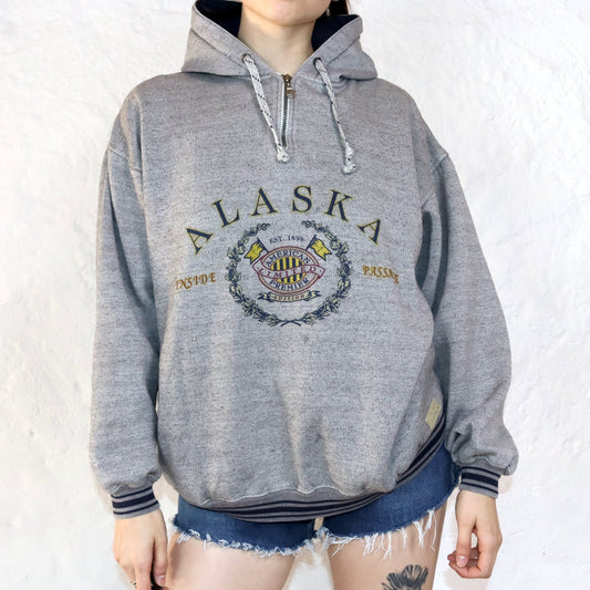 Vintage Hoodie Pullover grau mit Taschen Alaska GEAR L