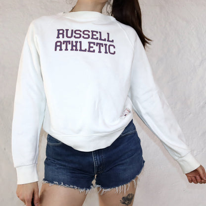 Vintage Sweatshirt Pullover weiß RUSSELL ATHLETIC M