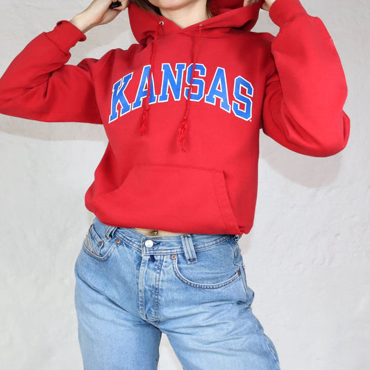 Vintage CHAMPION Hoodie Pullover Kansas S