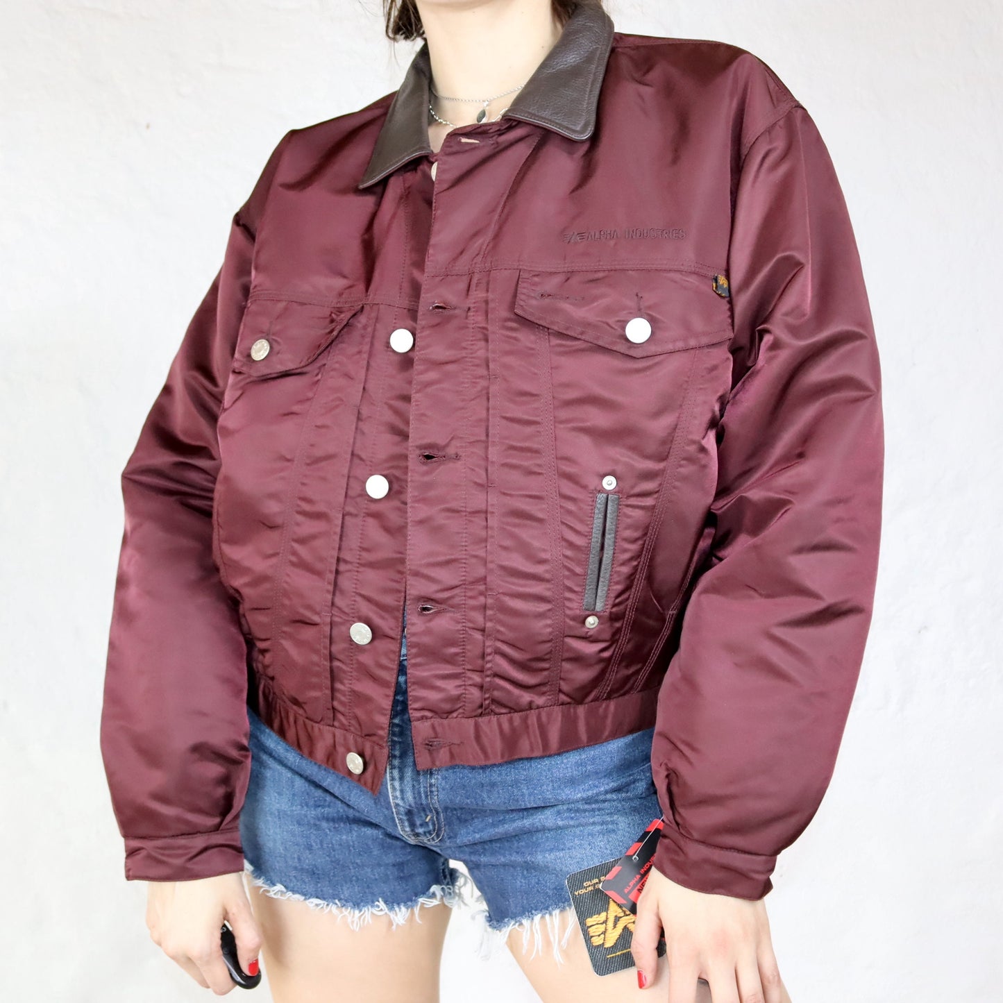 Vintage bomber jacket wine red Deadstock ALPHA INDUSTRIES S