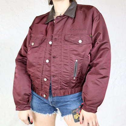 Vintage bomber jacket wine red Deadstock ALPHA INDUSTRIES S