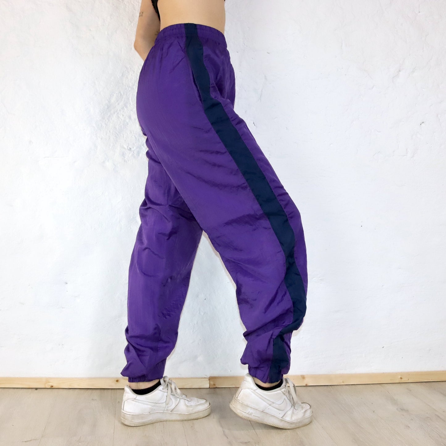 Vintage sweatpants track pants purple L