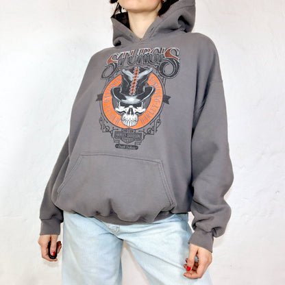Harley Davidson Hoodie Print grau beige XL