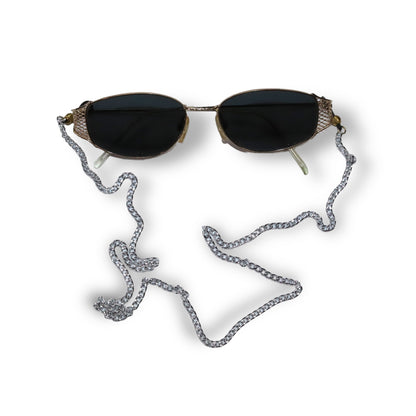 Vintage 80er Sonnenbrille gold mit silberner Brillenkette