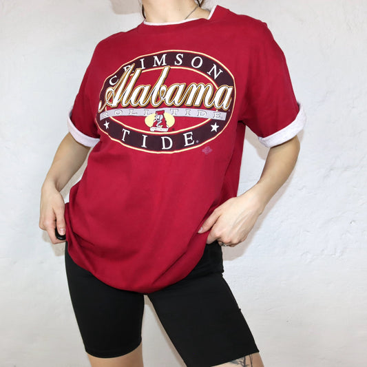 Vintage BELTON T-Shirt Alabama Crimson Tide red gray L