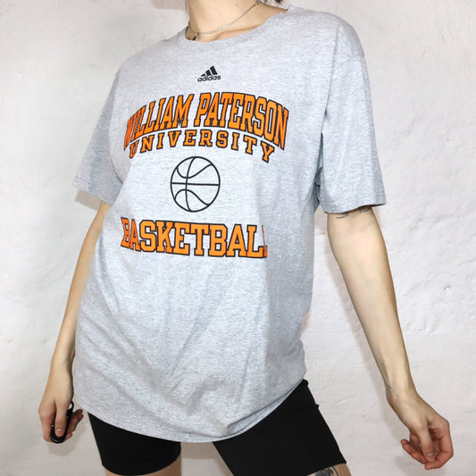 Vintage T-Shirt short sleeve William Paterson University Basketball gray orange ADIDAS L