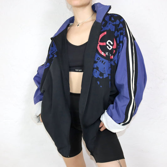 Vintage Trainingsjacke blau schwarz SKITT XL