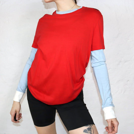 Vintage longsleeve shirt red blue Deadstock ENERGIE M