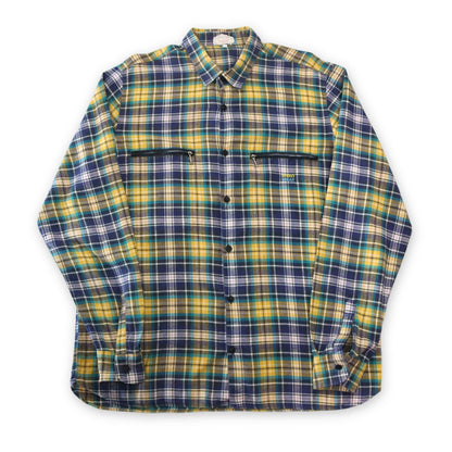 Vintage SPEED WEAR flannel shirt checked yellow purple XL