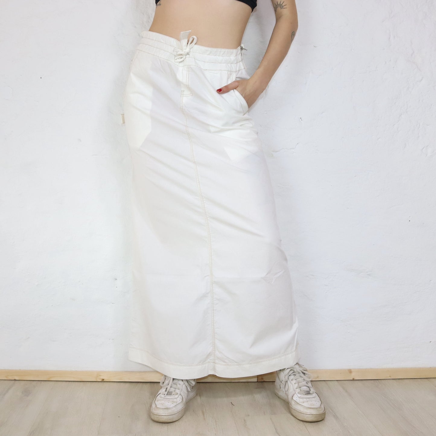 Vintage Y2K KILLAH maxi skirt white Deadstock L