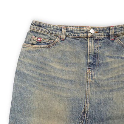 Vintage Y2K KILLAH denim skirt washed out deadstock M