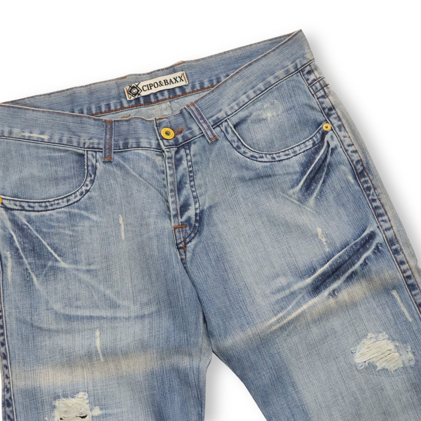 Vintage Y2K CIPO&amp;BAXX Jeans light blue embroidery dragon deadstock W36 L32