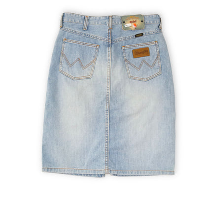 Vintage WRANGLER denim skirt with slit light blue Deadstock W27