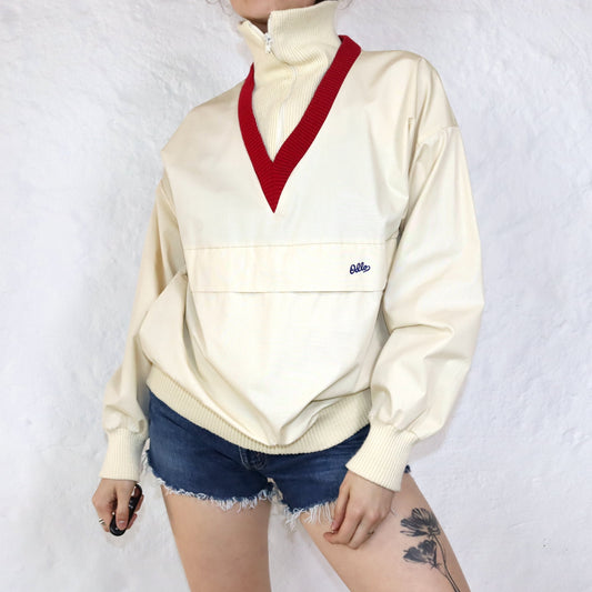 Vintage ODLO windbreaker jacket beige red M