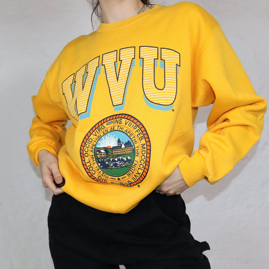 Vintage PM Sweatshirt gelb wvu College L