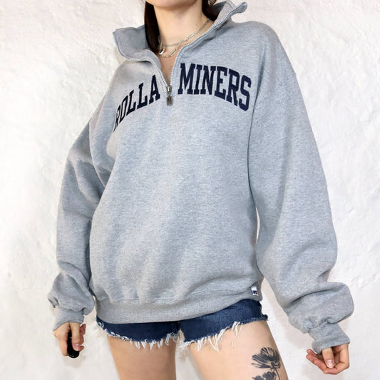 Vintage RUSSELL Athletics Sweatshirt Zipper grau Rolla Miners L