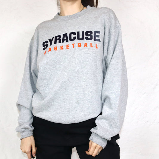 Vintage Sweatshirt Pullover Syracuse Basketball grau orange M