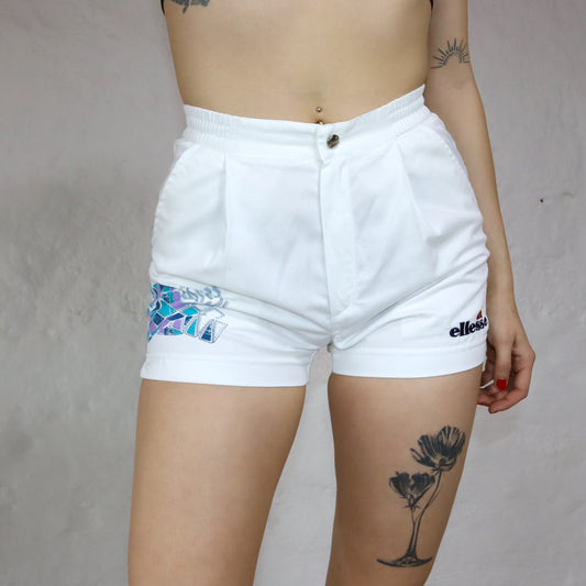 Vintage shorts tennis shorts white crazy pattern ELLESSE S