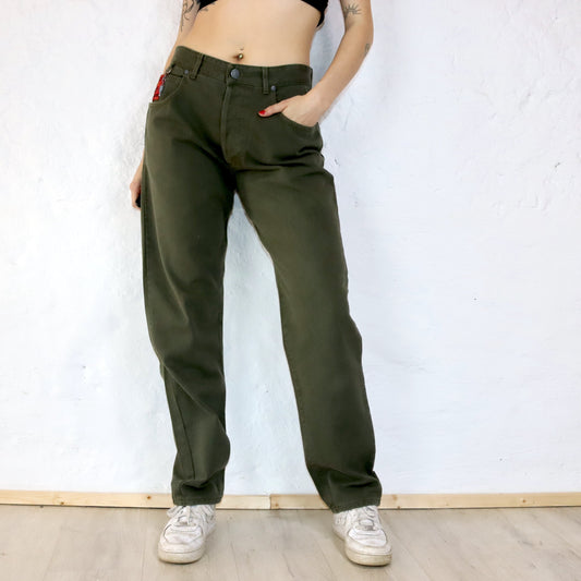 Vintage SOVIET Baggy Jeans Khaki Deadstock W34