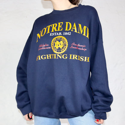 Vintage SAVVY Sweatshirt dunkelblau Notre Dame University XXL