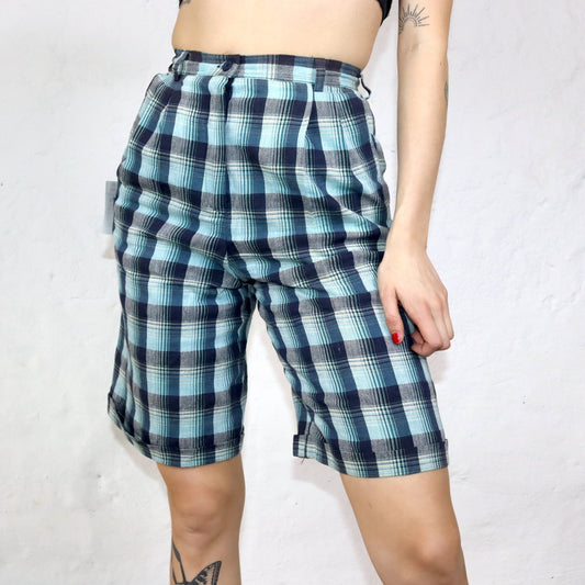 Vintage Bermuda shorts short trousers high waist checked Deadstock ELHO 36