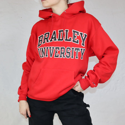 Vintage Hoodie Pullover Bradley University rot CHAMPION M