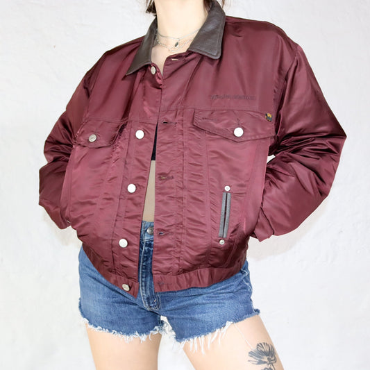 Vintage bomber jacket wine red Deadstock ALPHA INDUSTRIES S