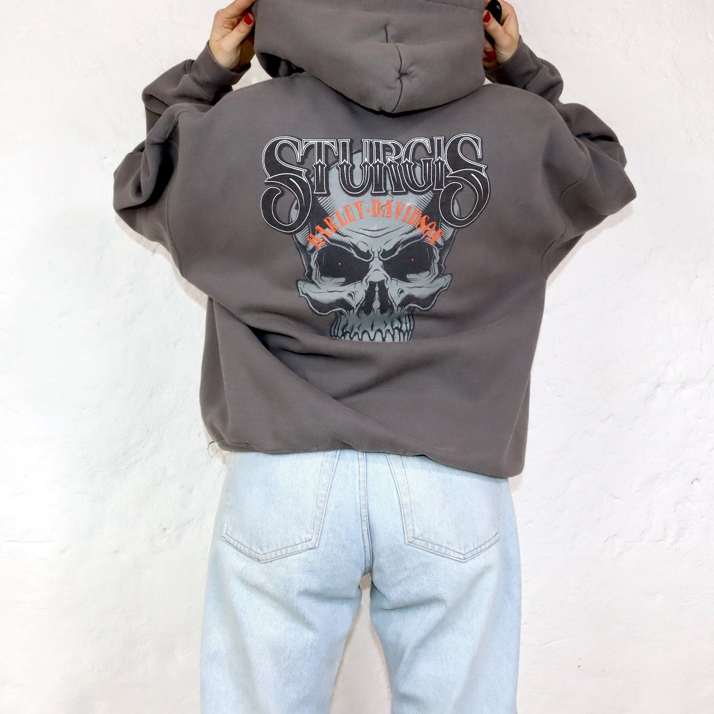 Harley Davidson Hoodie Print grau beige XL