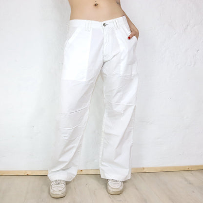 Vintage Y2K Energy Baggy Wide Pants White Deadstock W34