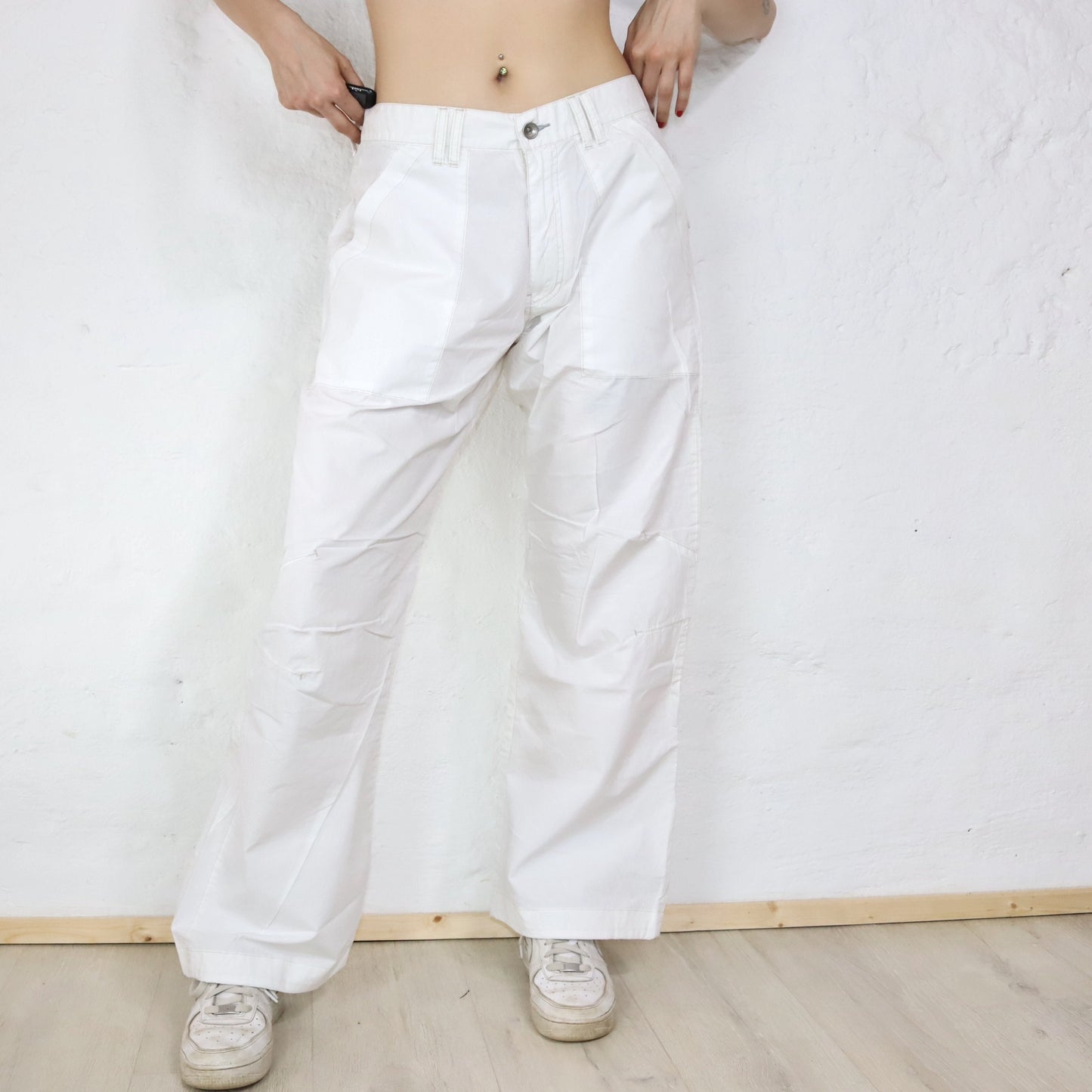 Vintage Y2K Energy Baggy Wide Pants White Deadstock W34