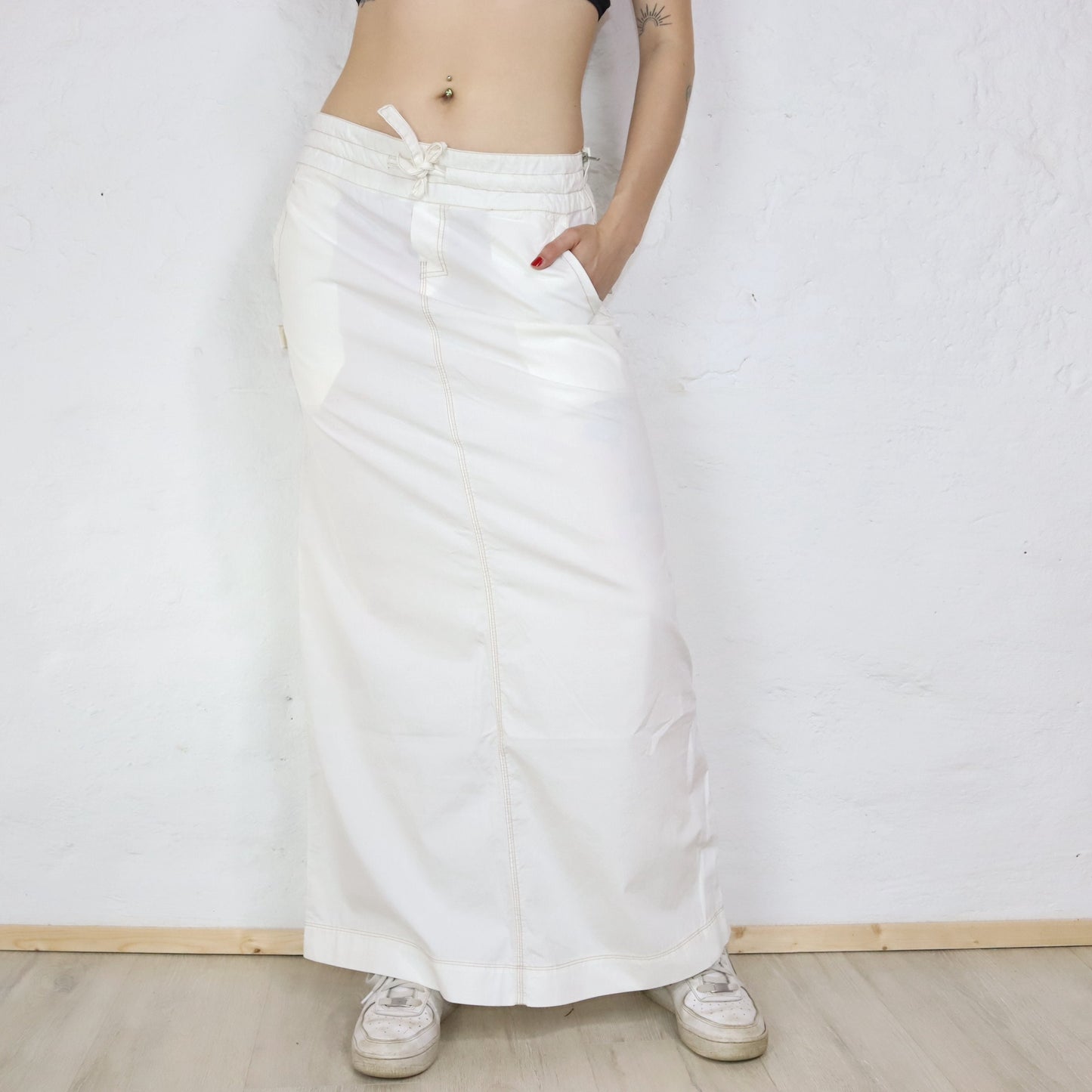 Vintage Y2K KILLAH maxi skirt white Deadstock L