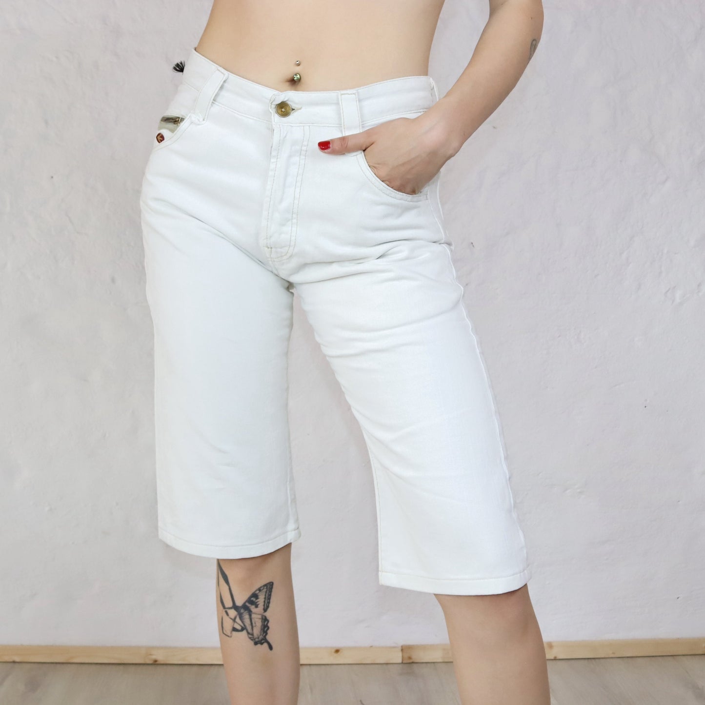 Vintage Y2K Energy Shorts Jeans White Deadstock W29