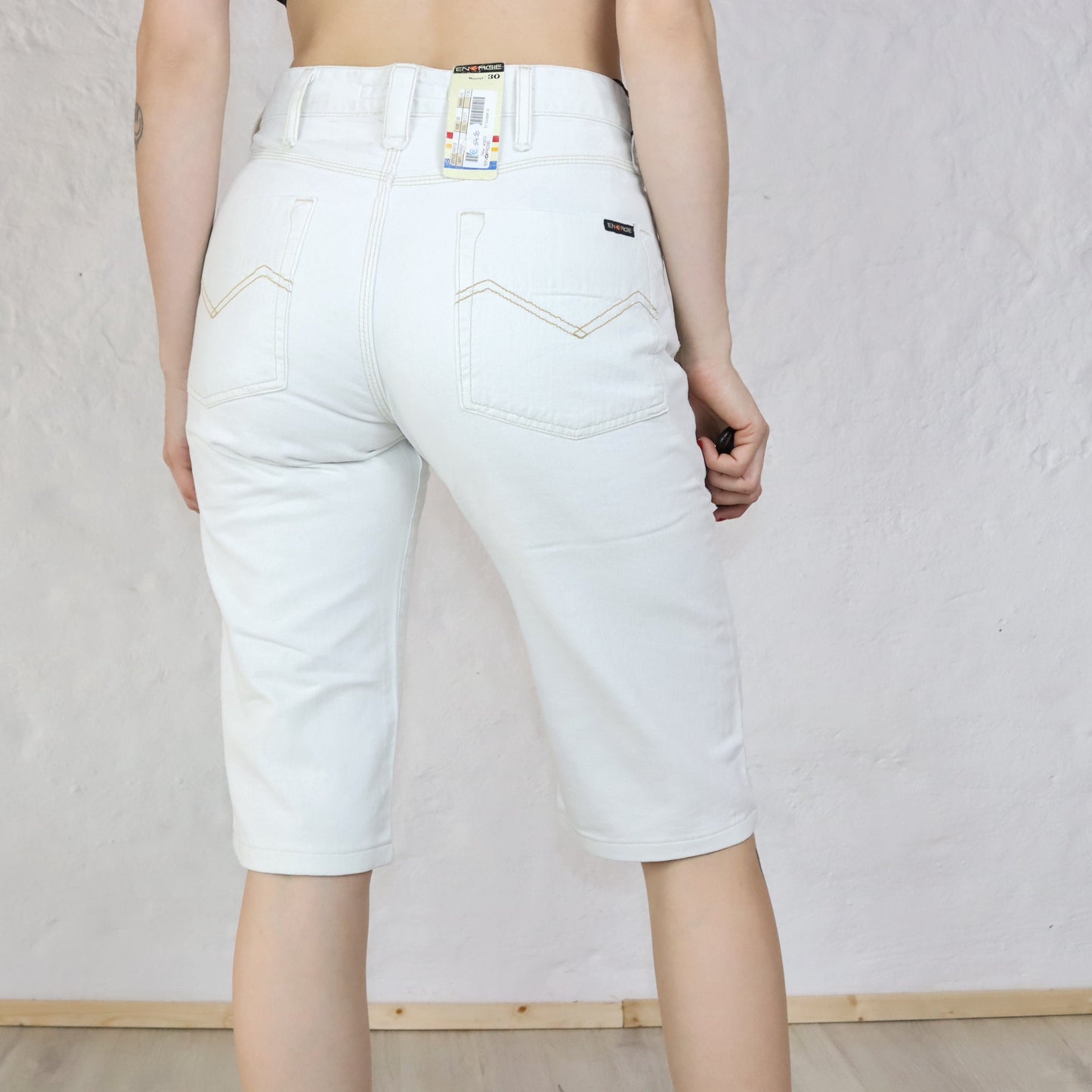 Vintage Y2K Energy Shorts Jeans White Deadstock W29