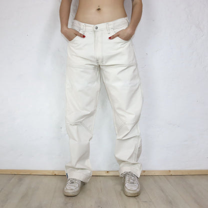 Vintage DIESEL baggy pants cream white deadstock W32