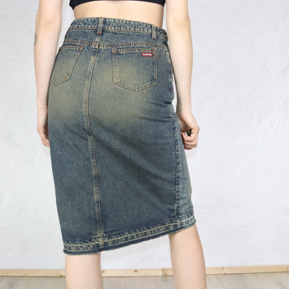 Vintage Y2K KILLAH denim skirt washed out deadstock M