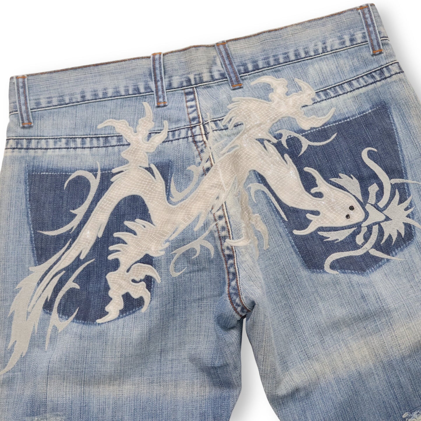 Vintage Y2K CIPO&amp;BAXX Jeans light blue embroidery dragon deadstock W36 L32