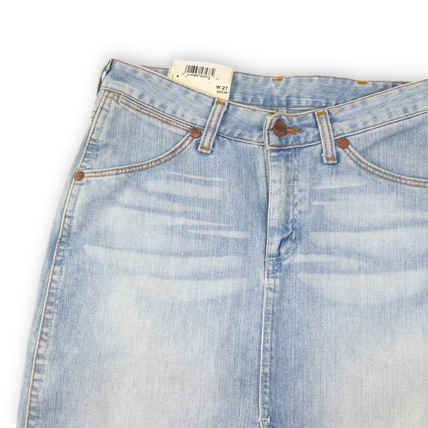 Vintage WRANGLER denim skirt with slit light blue Deadstock W27