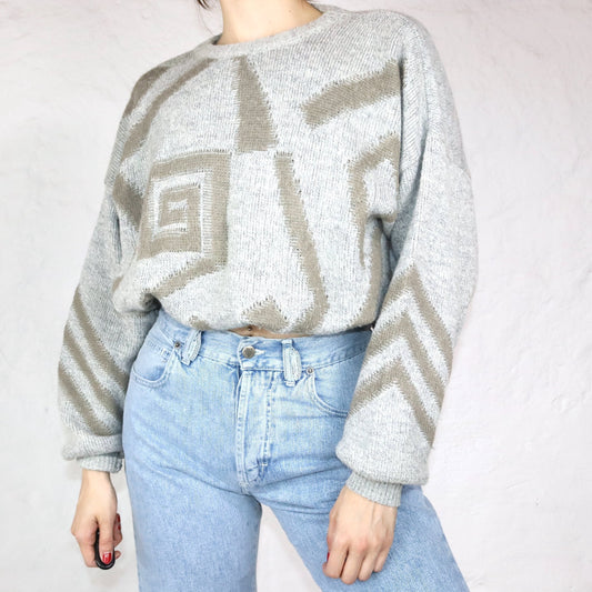 Vintage Laoddo Wollpullover beige Muster M