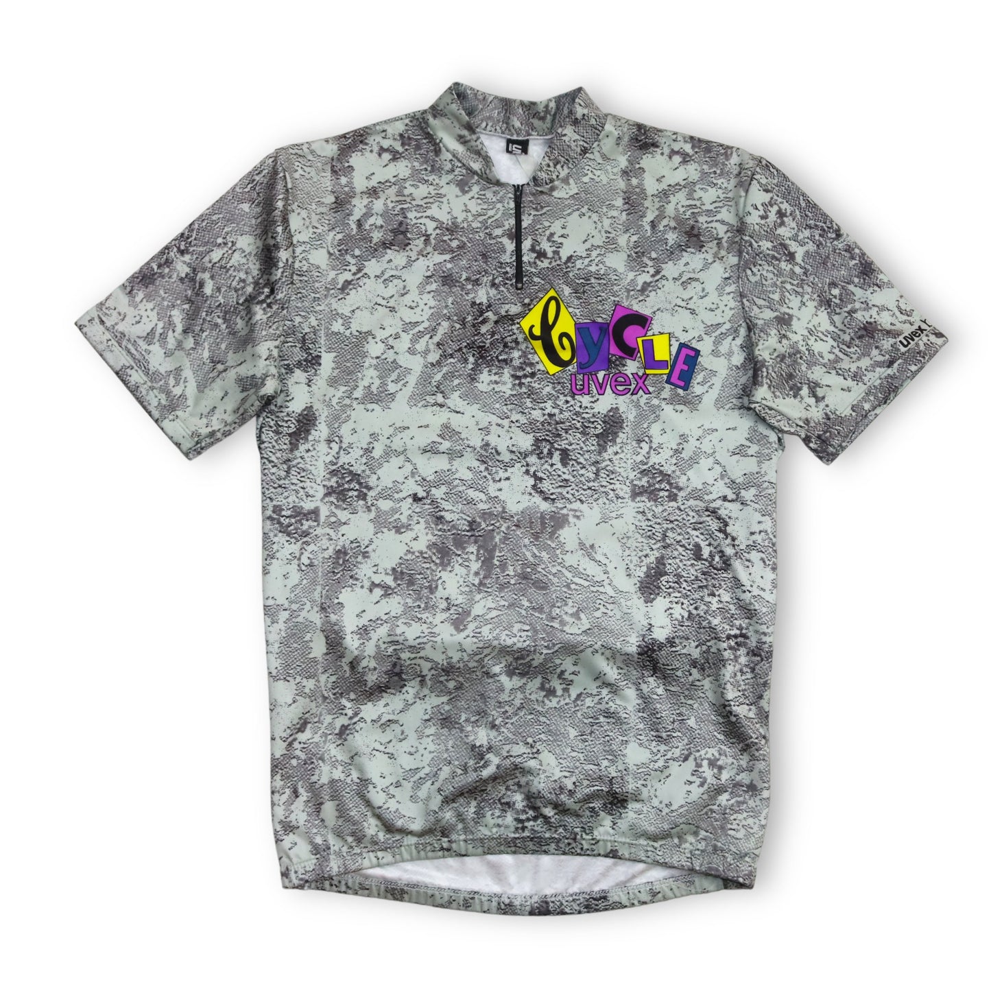 Vintage uvex Radlershirt Radlertrikot crazy pattern grau mit Print L